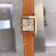 Swiss Quartz Hermes Cape Cod Copy Watches Rose Gold Tan leather strap (5)_th.jpg